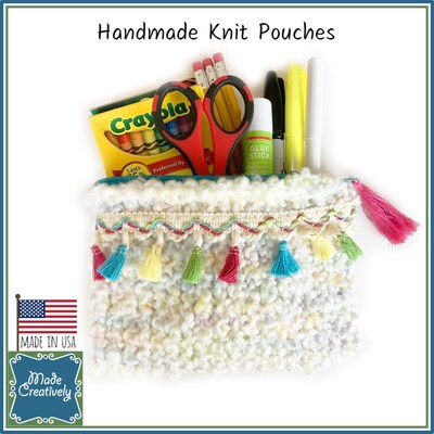Knitted Pouch-Clutch Purse for Makeup, School Supplies, Traveling and More! - image1